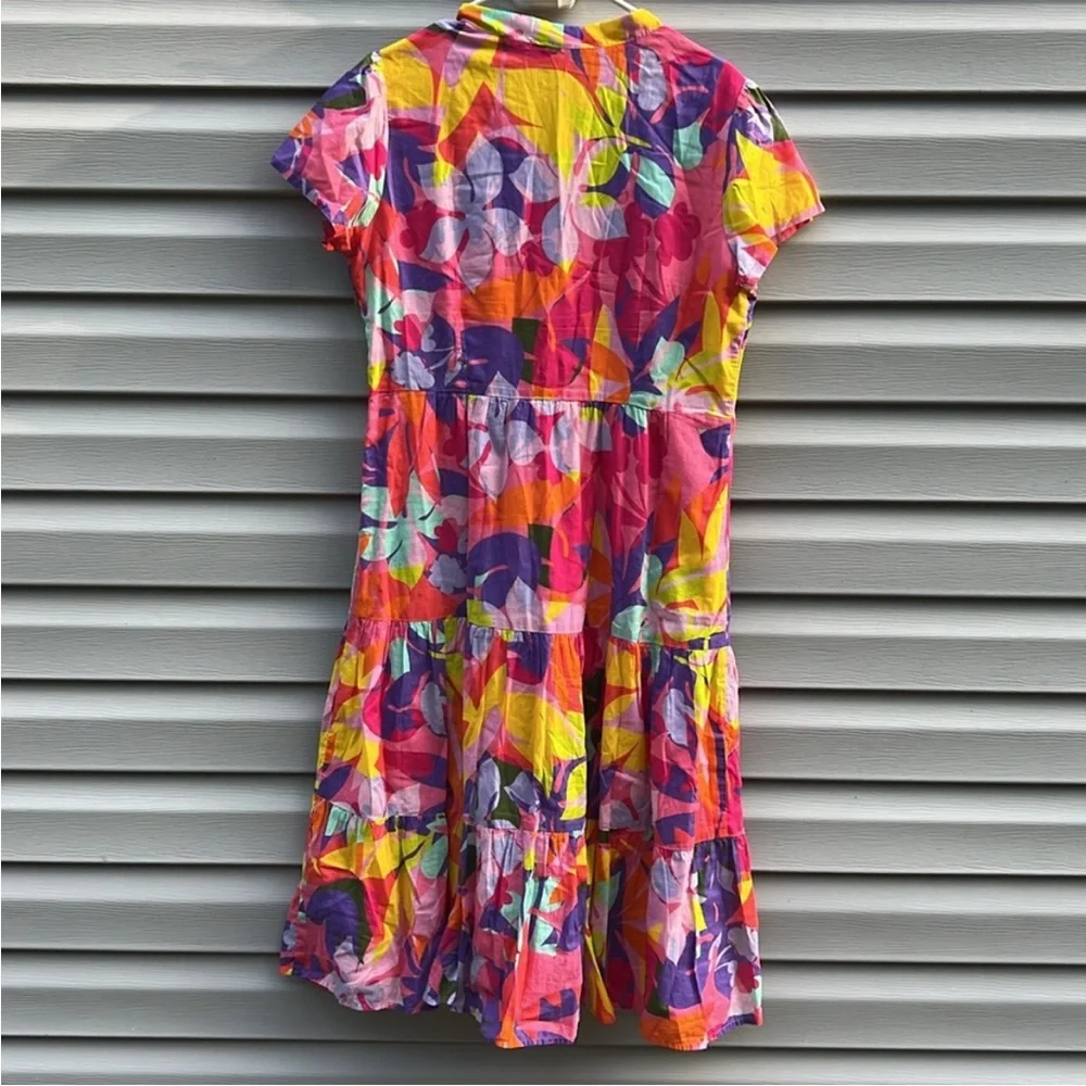 Jude Connally Colorful V-neck Short Sleeve Midi Dress size Medium - Picture 5 of 5